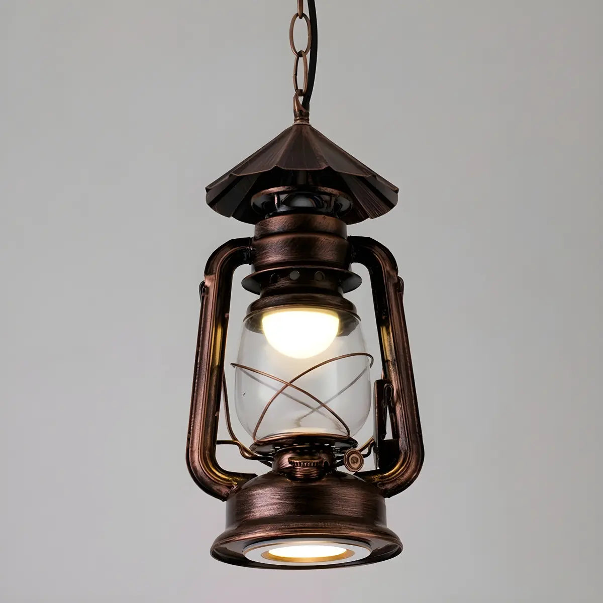 Vintage Antique Restaurant Brass Lantern Pendant Light Image - 12