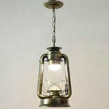 Vintage Antique Restaurant Brass Lantern Pendant Light Image - 14