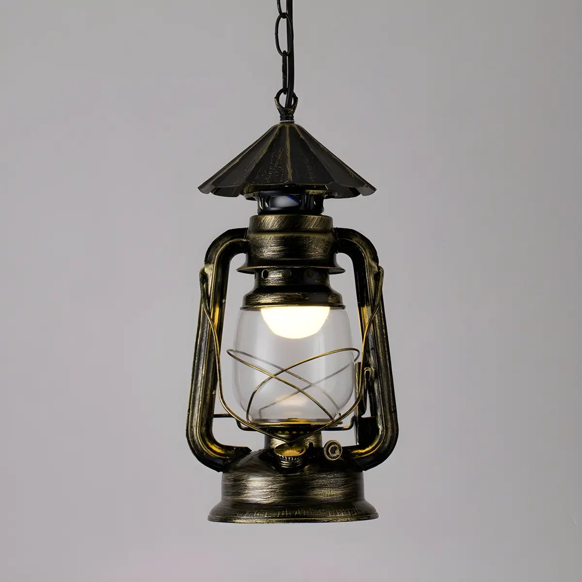 Vintage Antique Restaurant Brass Lantern Pendant Light Image - 17