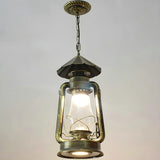 Vintage Antique Restaurant Brass Lantern Pendant Light Image - 18