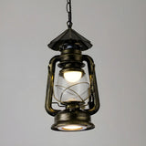 Vintage Antique Restaurant Brass Lantern Pendant Light Image - 19