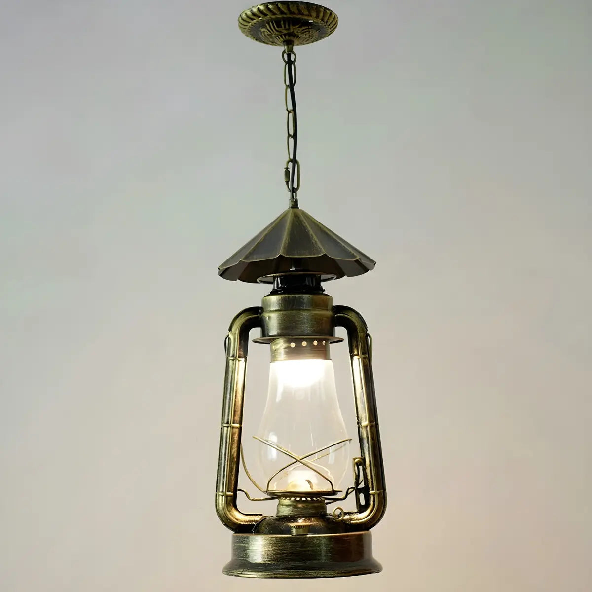 Vintage Antique Restaurant Brass Lantern Pendant Light Image - 20