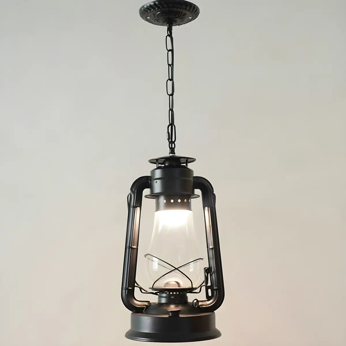 Vintage Antique Restaurant Brass Lantern Pendant Light Image - 22