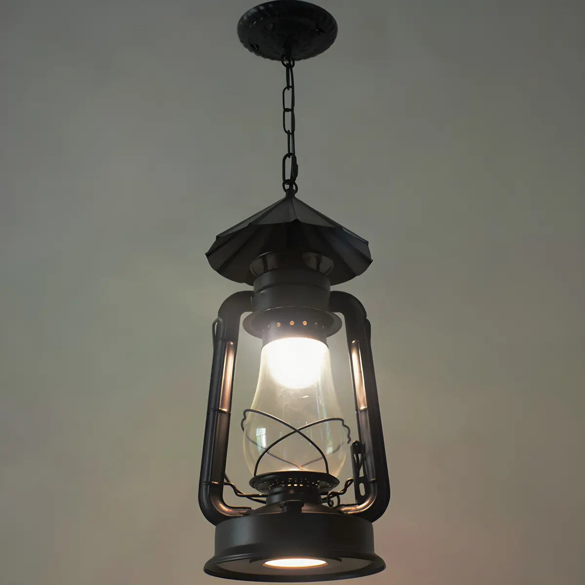 Vintage Antique Restaurant Brass Lantern Pendant Light Image - 28