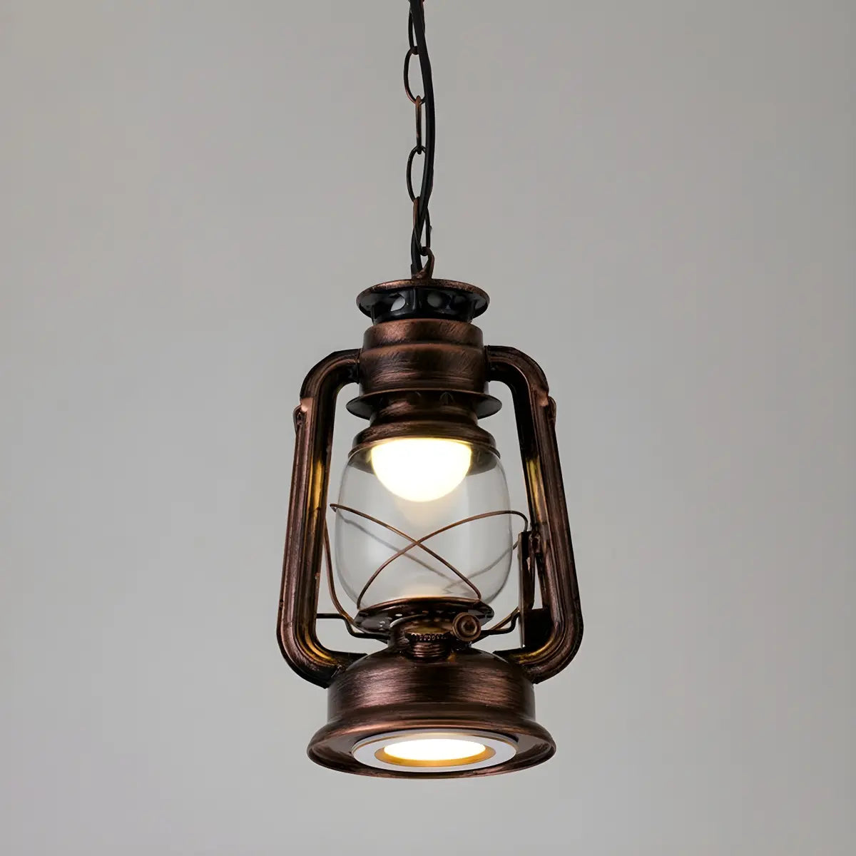 Vintage Antique Restaurant Brass Lantern Pendant Light Image - 3