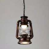 Vintage Antique Restaurant Brass Lantern Pendant Light Image - 3