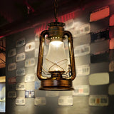 Vintage Antique Restaurant Brass Lantern Pendant Light Image - 4