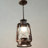 Vintage Antique Restaurant Brass Lantern Pendant Light Image - 6