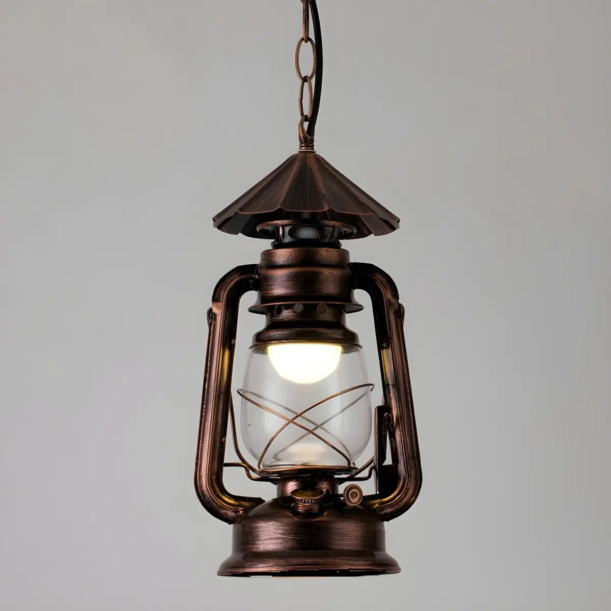 Vintage Antique Restaurant Brass Lantern Pendant Light Image - 8