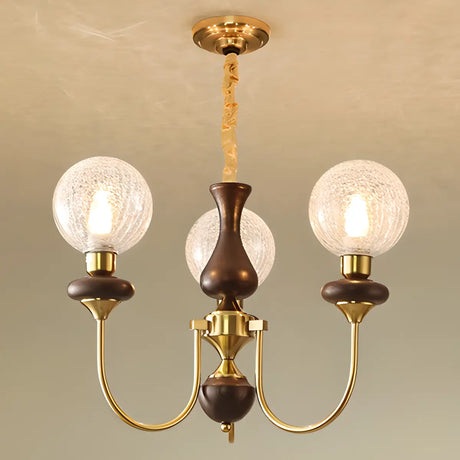 Vintage Arm Ball Metal Living Room Gold 6-Light Chandelier Image - 2