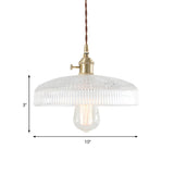 Vintage Barn Clear Ribbed Glass Brass Bedroom Pendant Light #size