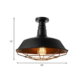 Vintage Black Barn Cage Semi-Flush Mount Ceiling Light Image - 8