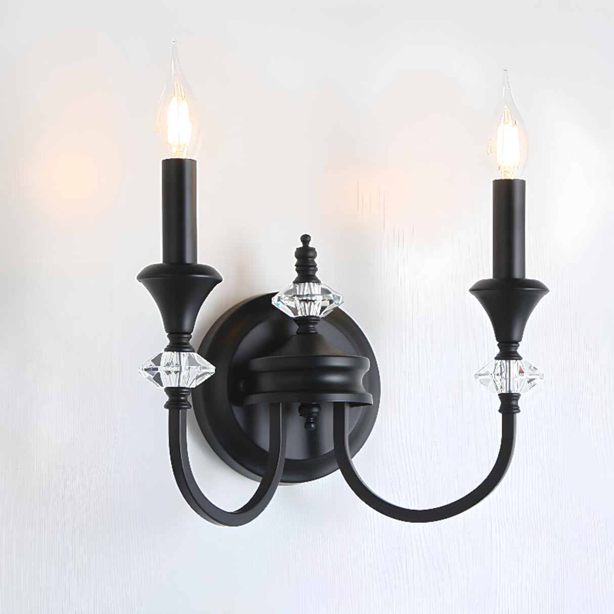 Vintage Black Crystal Candle Wall Sconce Image - 12