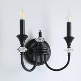 Vintage Black Crystal Candle Wall Sconce Image - 14