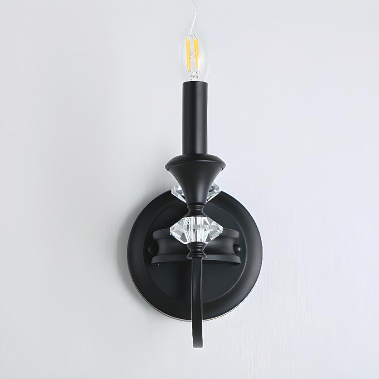 Vintage Black Crystal Candle Wall Sconce Image - 16