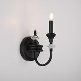 Vintage Black Crystal Candle Wall Sconce Image - 2