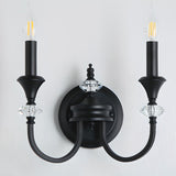 Vintage Black Crystal Candle Wall Sconce Image - 5