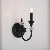 Vintage Black Crystal Candle Wall Sconce Image - 8