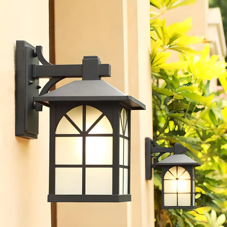 Vintage Black Lantern Metal External Wall Mount Light Image - 1