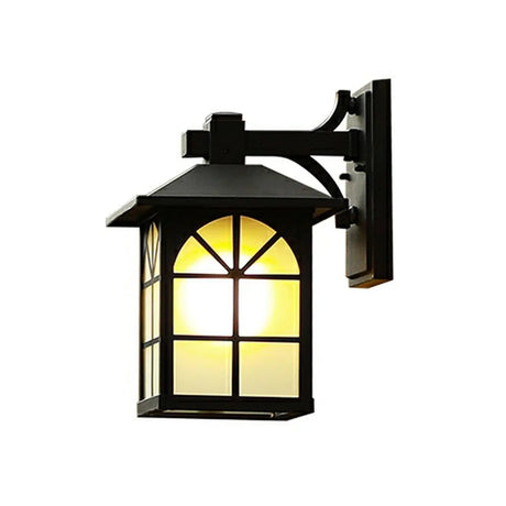 Vintage Black Lantern Metal External Wall Mount Light Image - 2