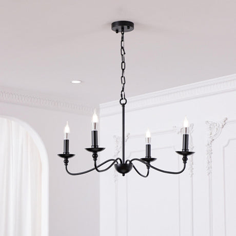 Vintage Black Metal Candelabra Chandelier Adjustable Height Image - 2