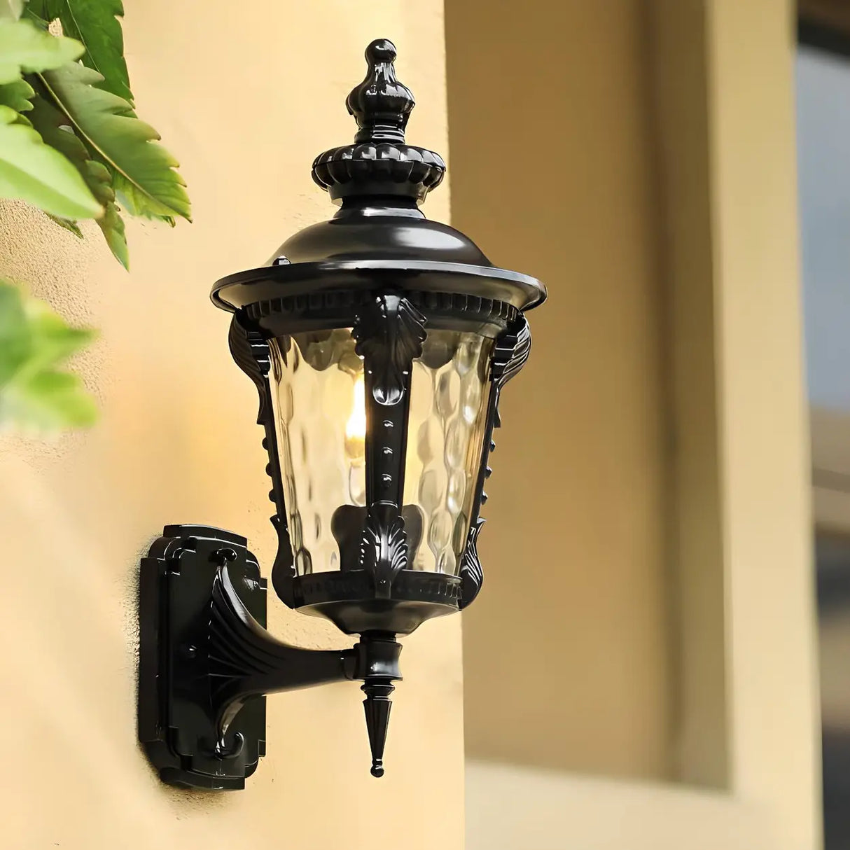 Vintage Black Metal LED Exterial Lantern Wall Sconce Image - 15