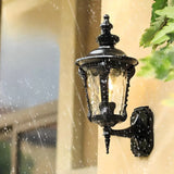 Vintage Black Metal LED Exterial Lantern Wall Sconce Image - 18