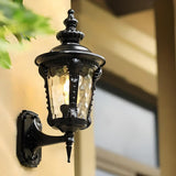 Vintage Black Metal LED Exterial Lantern Wall Sconce Image - 6