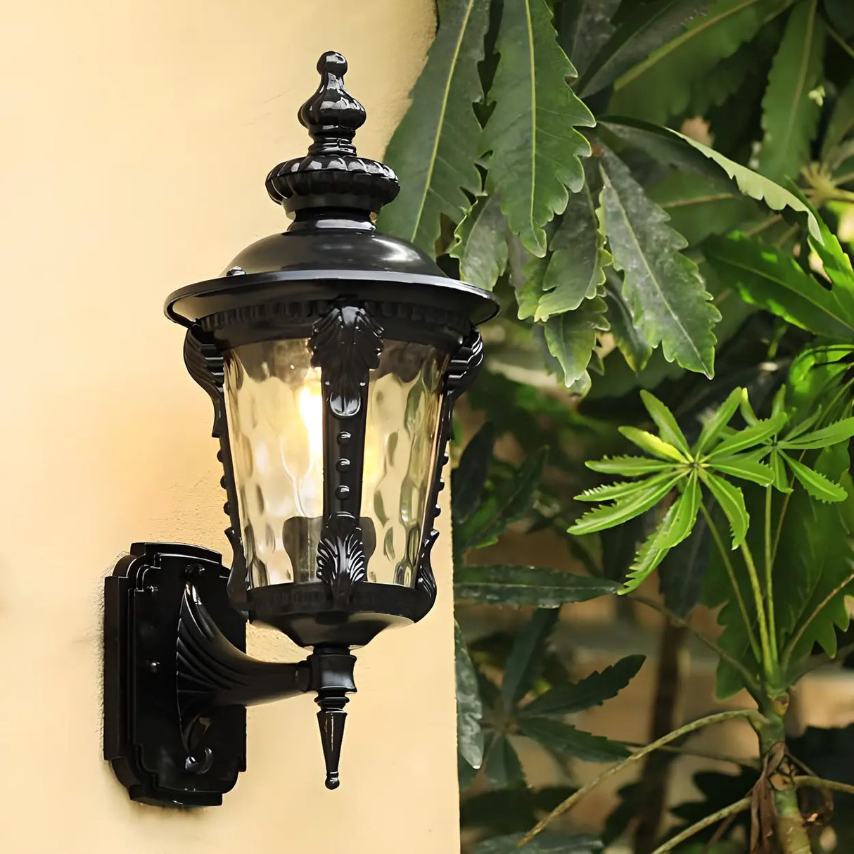 Vintage Black Metal LED Exterial Lantern Wall Sconce Image - 7