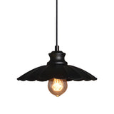 Vintage Black Scalloped Edison Bulb Pendant Light Image - 2