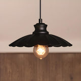 Vintage Black Scalloped Edison Bulb Pendant Light Image - 3