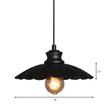 Vintage Black Scalloped Edison Bulb Pendant Light #size