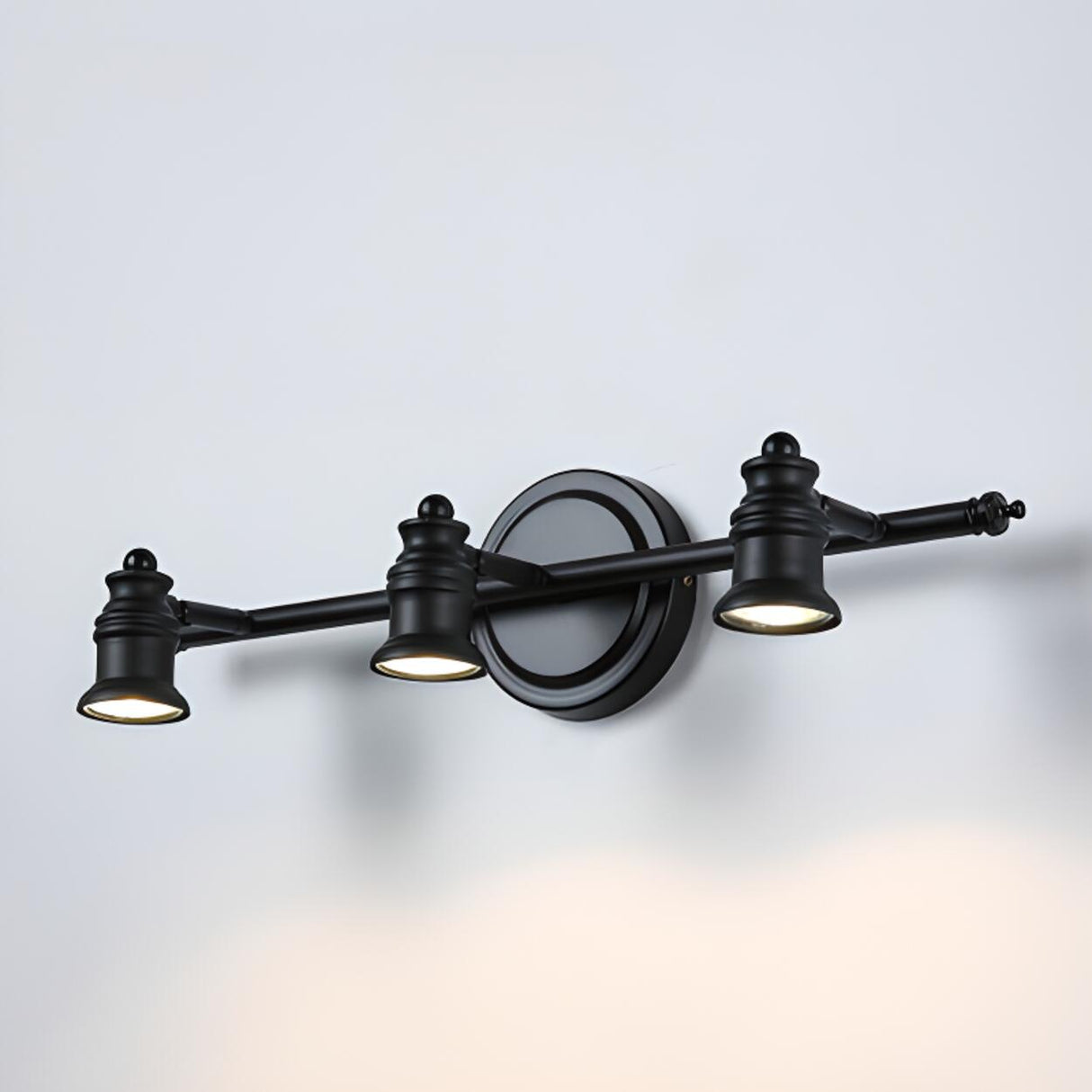 Vintage Black Three-Light Bathroom Vanity Fixture Image - 9