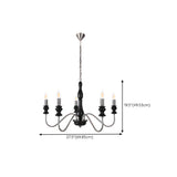 Vintage Black Wood Chrome Candelabra Chandelier #size