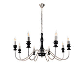 Vintage Black Wood Chrome Candelabra Chandelier Image - 5