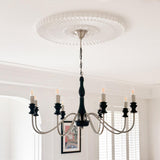 Vintage Black Wood Chrome Candelabra Chandelier Image - 7