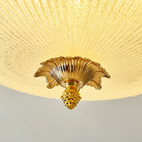 Bedroom Vintage Bowl-Shaped Gold Glass Flush Mount Lamp Image - 17