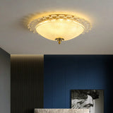 Bedroom Vintage Bowl-Shaped Gold Glass Flush Mount Lamp Image - 3