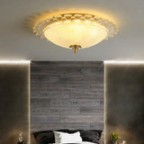 Bedroom Vintage Bowl-Shaped Gold Glass Flush Mount Lamp Image - 4