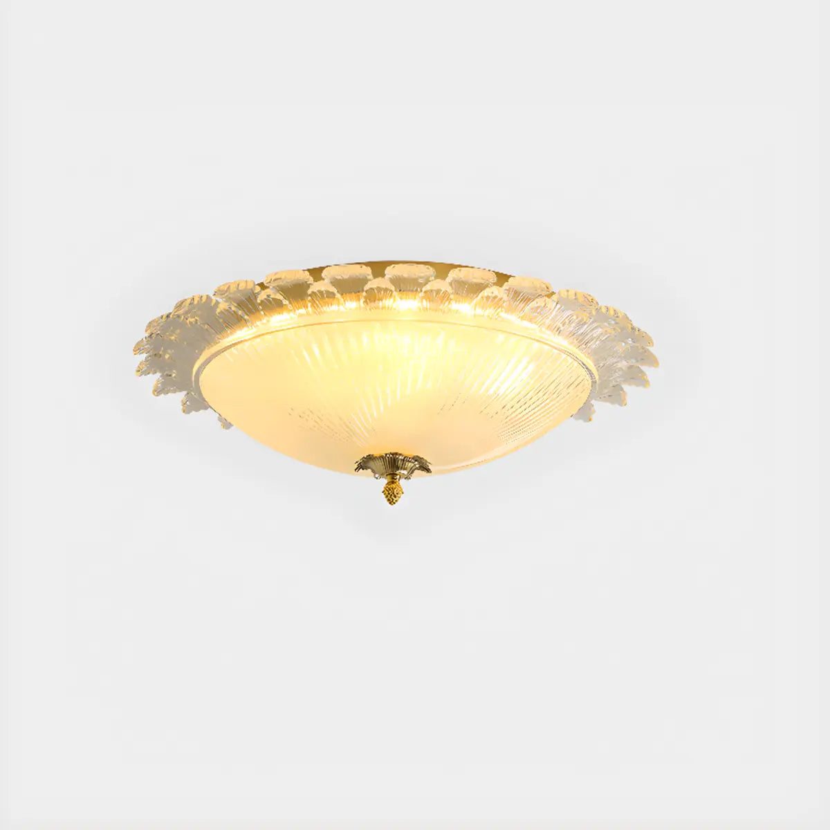 Bedroom Vintage Bowl-Shaped Gold Glass Flush Mount Lamp Image - 6