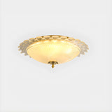 Bedroom Vintage Bowl-Shaped Gold Glass Flush Mount Lamp Image - 6