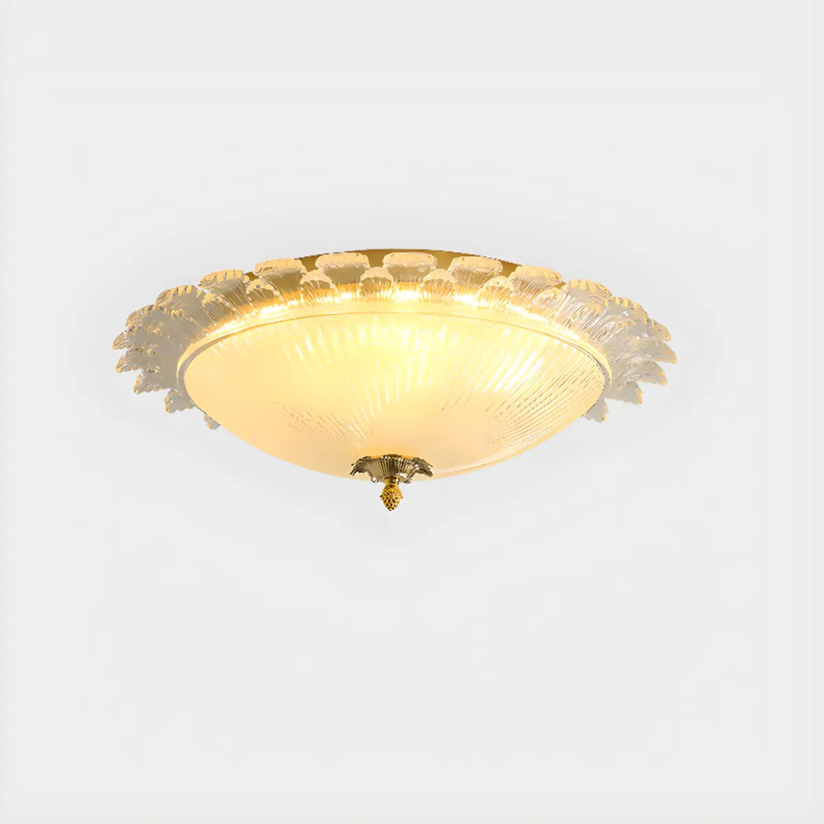 Bedroom Vintage Bowl-Shaped Gold Glass Flush Mount Lamp Image - 7