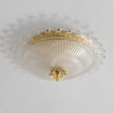 Bedroom Vintage Bowl-Shaped Gold Glass Flush Mount Lamp Image - 8