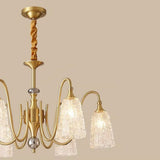 Vintage Branching Gold Textured Glass Bell Chandelier Image - 11