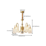 Vintage Branching Gold Textured Glass Bell Chandelier #size