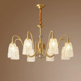 Vintage Branching Gold Textured Glass Bell Chandelier Image - 5