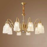 Vintage Branching Gold Textured Glass Bell Chandelier Image - 7