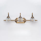 Vintage Brass and Clear Glass 3 Light Vanity Light Image - 7