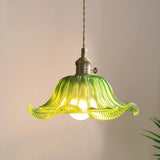 Vintage Brass and Glass Pendant Light Variable Length Image - 4