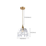 Vintage Brass Crystal Clear Glass Flower Pendant Light #size